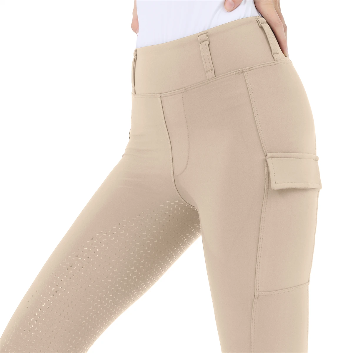 Pantalones blancos, mallas ecuestres, pantalones para montar a caballo, ropa ecuestre para mujer, medias negras, pantalones para montar con silicona