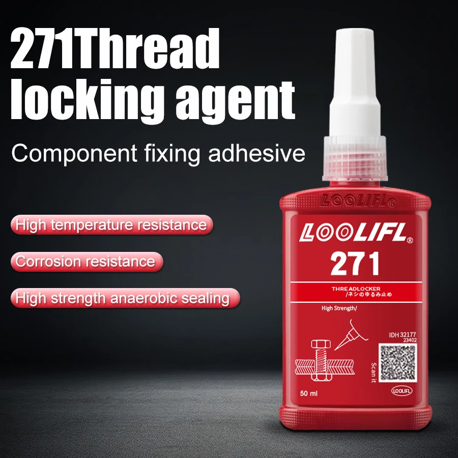 LOOLIFL 271 50 مللي لاصق لولبي لاصق لاهوائي مضاد للفضفاض ومضاد للانزلاق مانع التسرب Threadlocker مانع للتسرب مانع للانزلاق