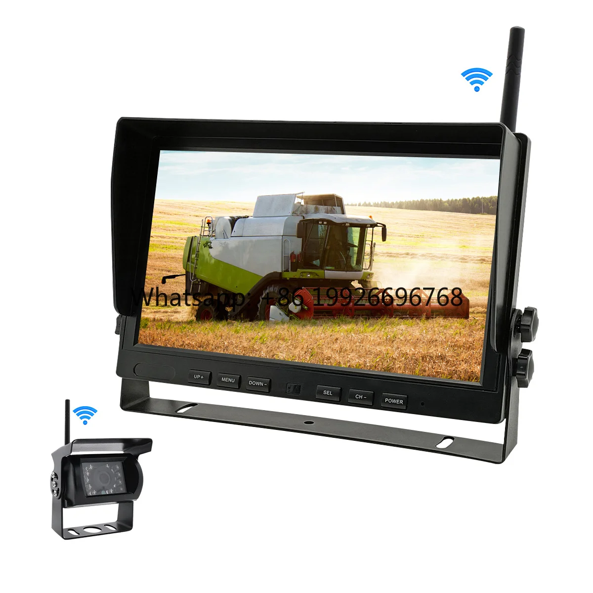 Digital Wireless Backup Camera System 9 Inch  Wireless Reverse Dust Proof  Monitor Wide Voltage Less Than 60V for Heavy Duty