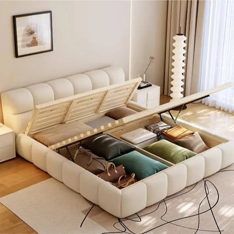 Bedding Headboards Double Bed Backrest Storage Household Adult Bed Frames Bedroom Japanese Letto Matrimoniale Home Furniture