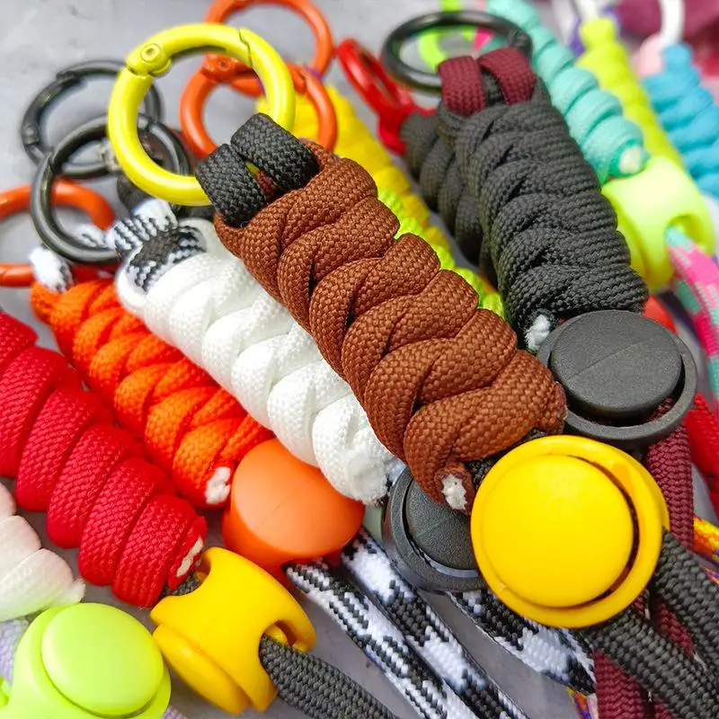 Compact Braided Paracord Lanyard Keychain 2Pcs Essential Wrist Ropes for Security and Style