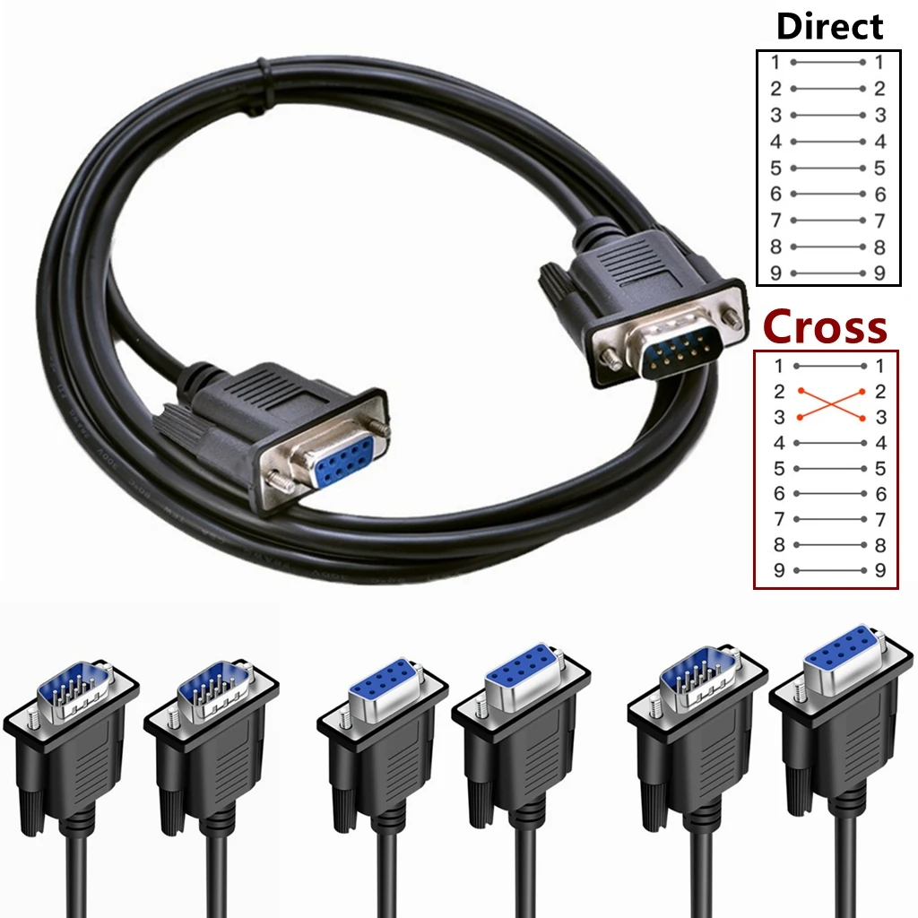 Db9 Serial port Line Rs232 cable Connecting Line Adapter Male To Male/female cross Data Line Extension Cable Jack Adapter 1m-20m