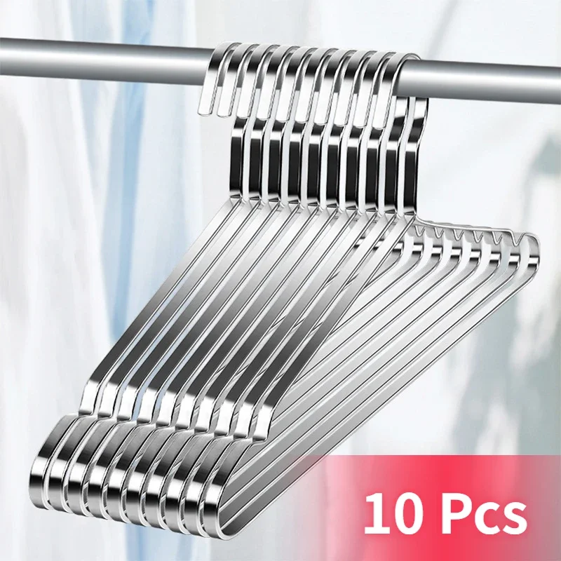 

10Pcs 40cm 42cm 45cm Stainless Steel Clothes Hanger for Dresses T-Shirts Coat Sweater, Wardrobe Storage Organizer, Drying Rack