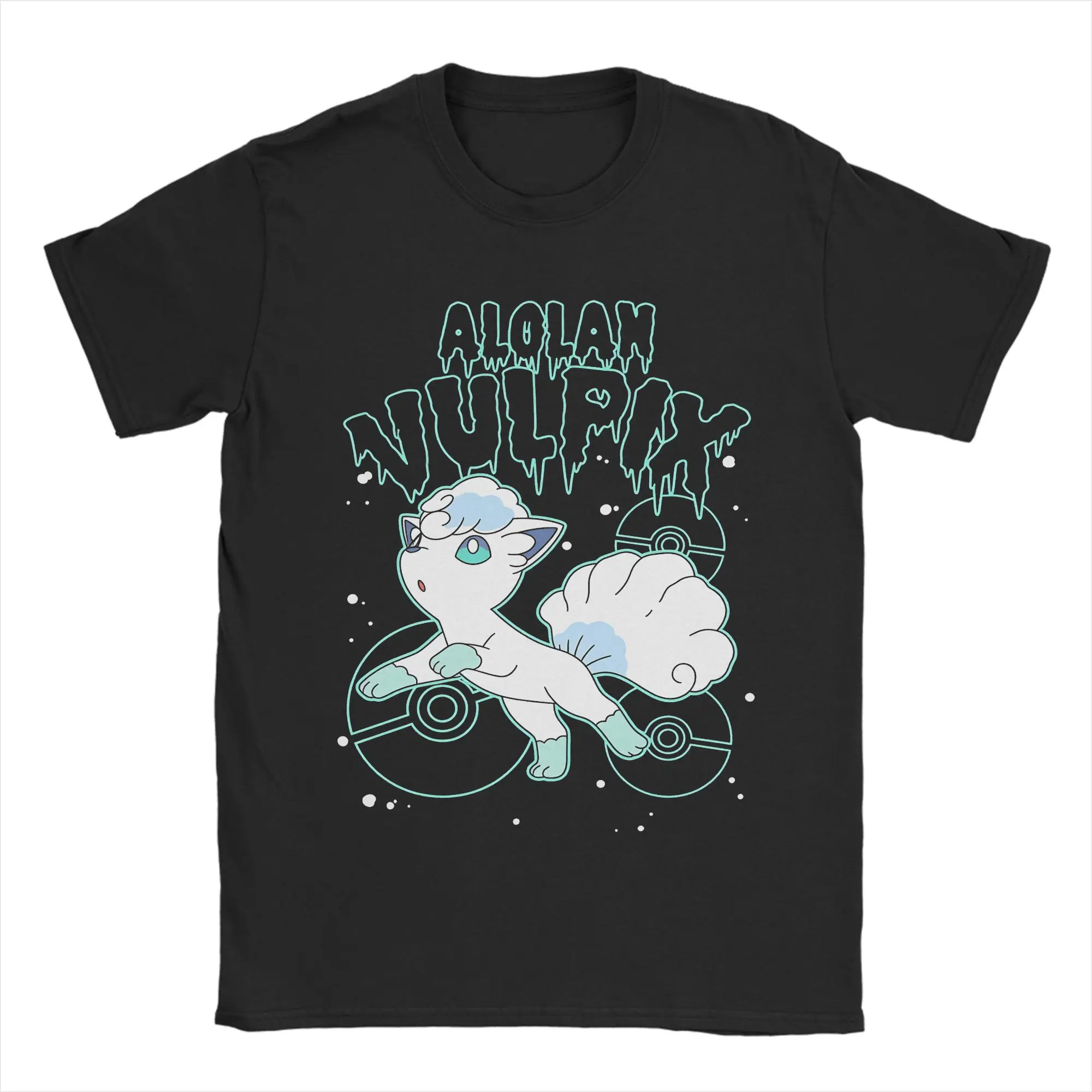 Pokemon Alolan Vulpix T Shirt Beach  100% Cotton T-Shirts For Men Hip Hop Casual Tshirt Short Sleeve Classic Clothing