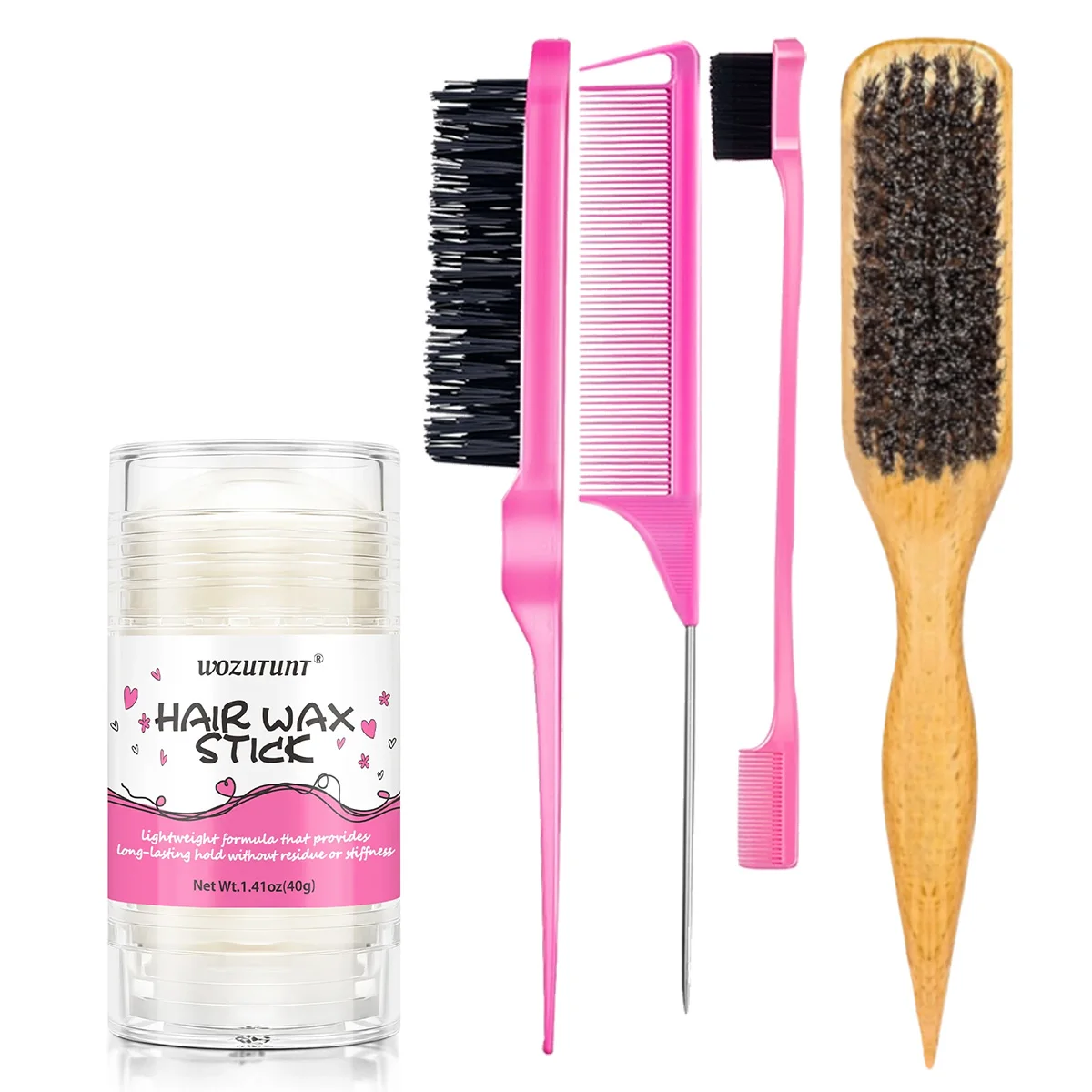 Women and Children Smoothing Hair Wax Stick Taming Flyaways Broken Pomade Sticks Long-lasting Slick Styling Solid Wax Brush Set