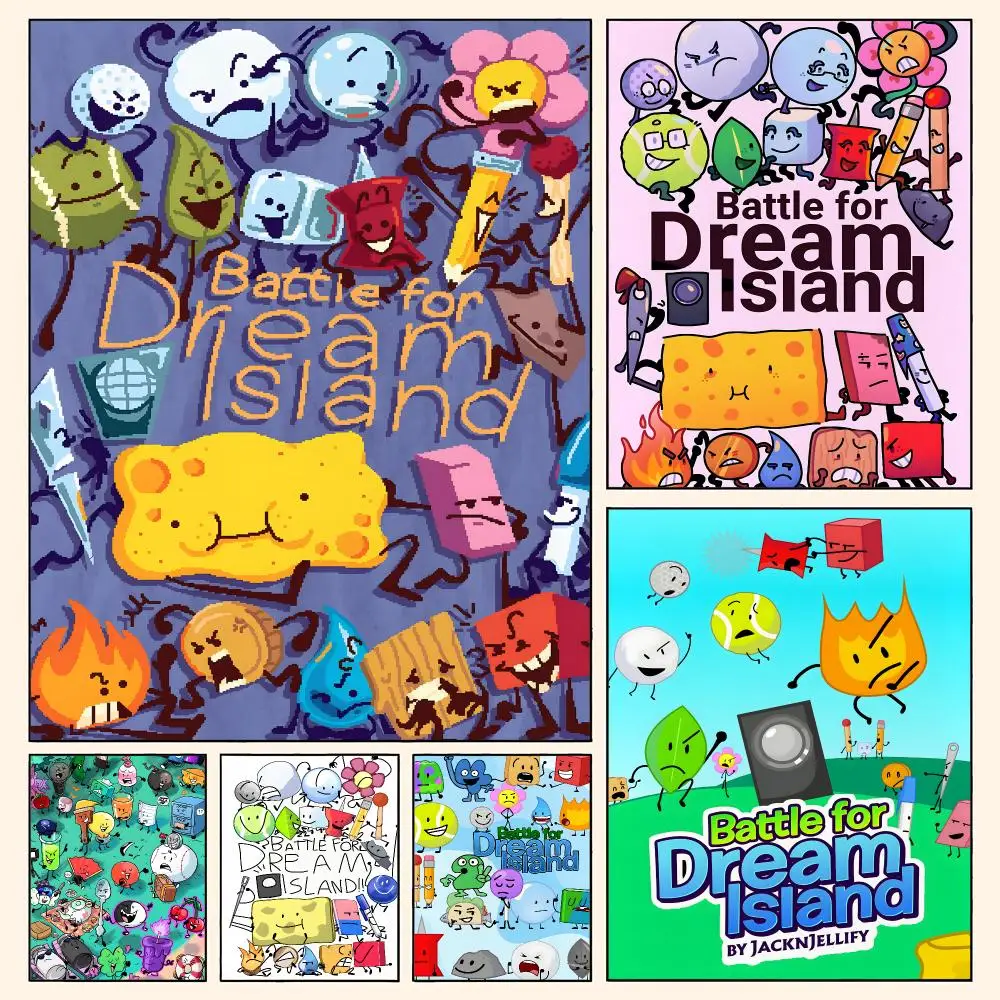 Battle For Dream Island BFDI Poster Waterproof HD Modern Peel And Stick Wall Decor Living Room Dorm Garage