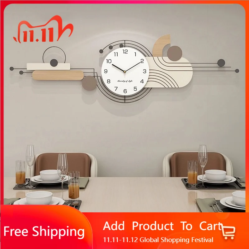 

Minimalist Creative Wall Watch Digital Living Room Modern Wooden Aesthetic Clock Wall Nordic Silent Horloge Room Decorations
