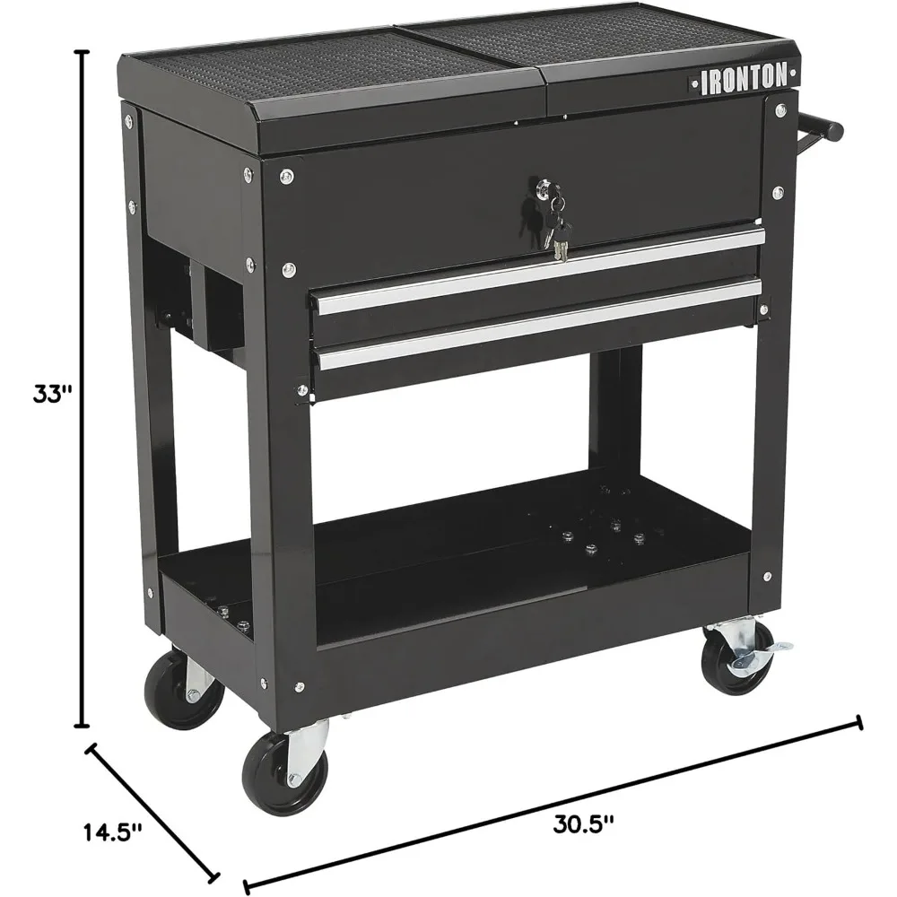 28in. عربة أدوات ذات درجين - 30-1/2 بوصة طول × 14-1/2 بوصة عرض × 33 بوصة ارتفاع، 350 رطل. القدرة #2