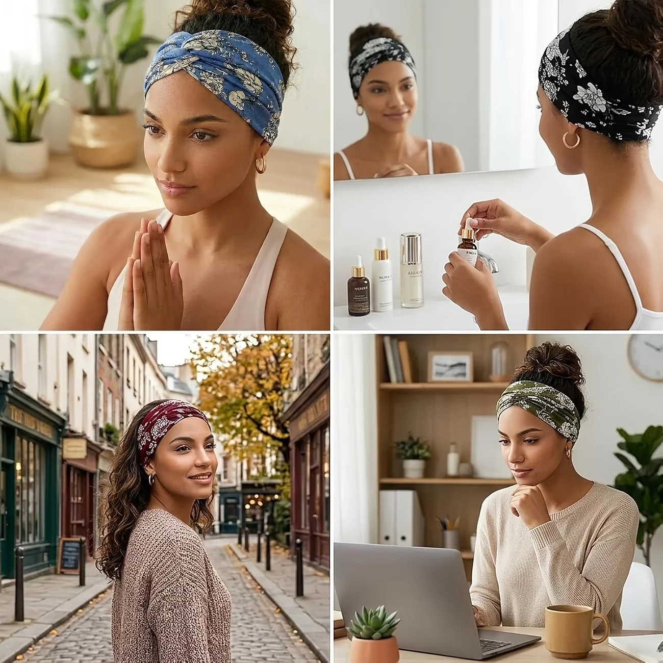 2 pieces of women's non-slip sports headbands, sweat-absorbent, suitable for cycling, fitness, yoga, running, and outdoor