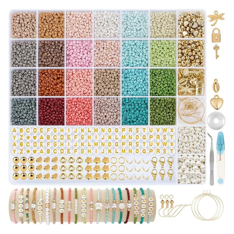 3Mm Glass Seed Beads For Bracelet Making, 24 Color Beaded Bracelet Set, DIY Art Crafts For Ages 6-12 (Beads 3MM)