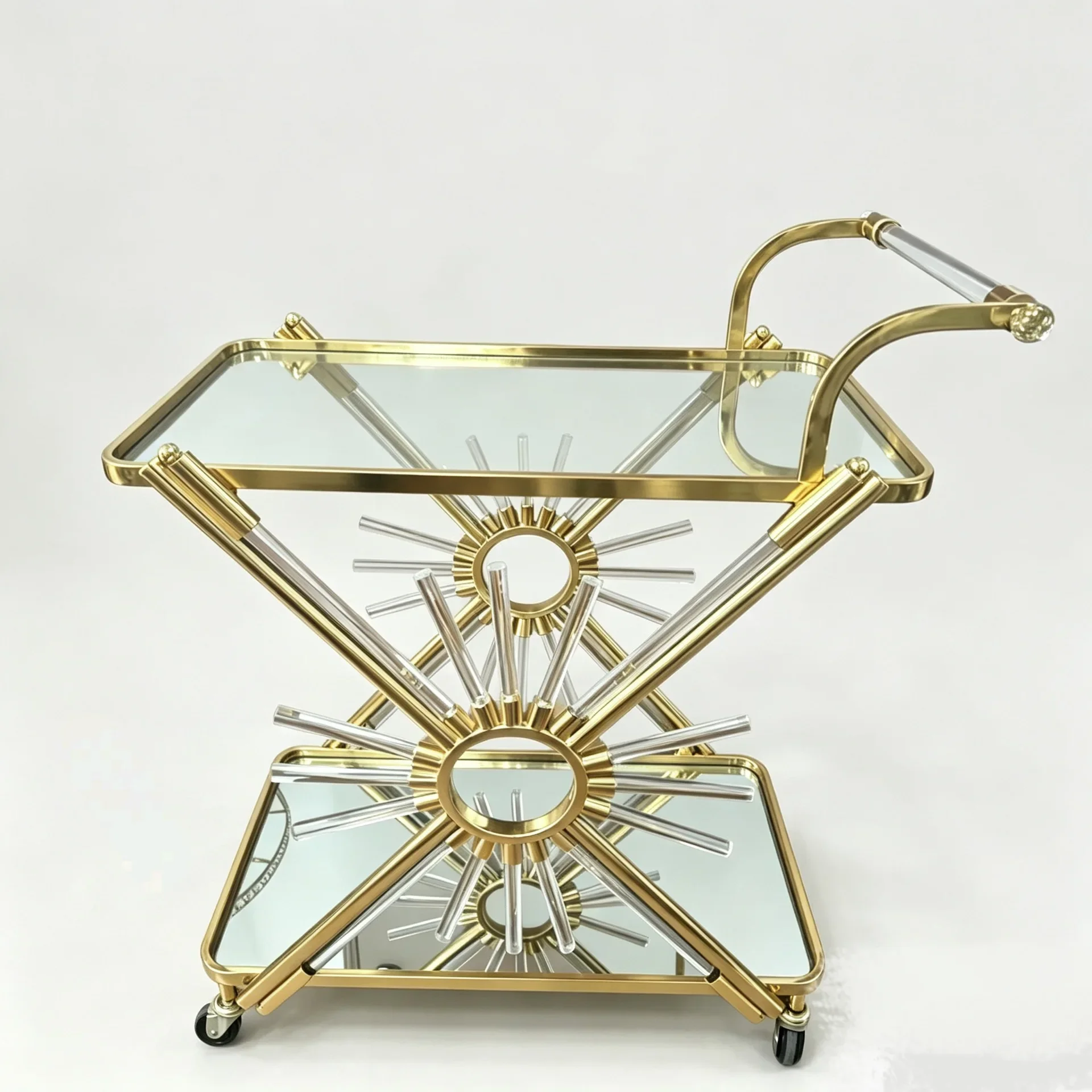 DSA high-end wine cart European three-layer food delivery cart hand push dessert cart tea birthday cake art