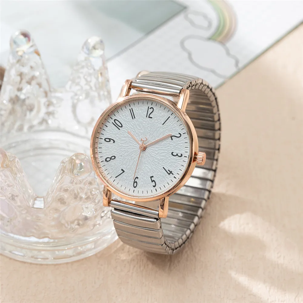 La moda de las mujeres de diseño digital simple reloj de cuarzo Casual de acero inoxidable correa elástica sin hebilla Damas Reloj Relojes de vestir