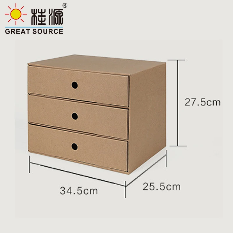 MQQ-Armoire de rangement pliable en papier kraft, armoire composite de bureau, rangement domestique, respectueux de l'environnement, 3 tiroirs de proximité