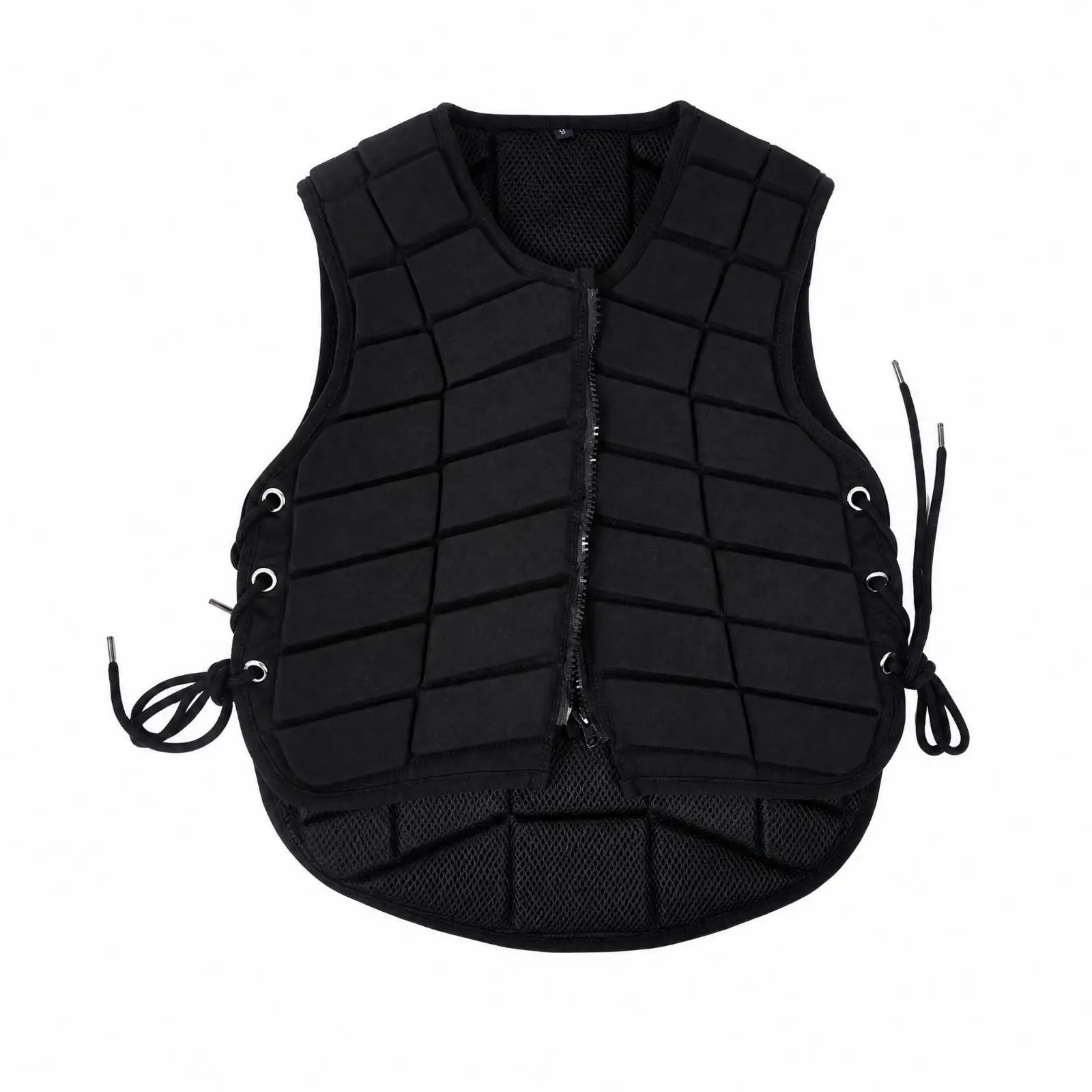 Sleeveless Equestrian Safety Vest for Horseback Riding with Contoured Build and Side Lace Adjustment