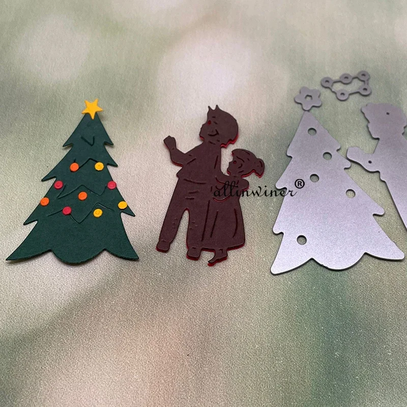 

Металлические вырубные шаблоны для скрапбукинга: Девочка, мальчик, рождественская елка. Для декоративного тиснения и рукоделия.