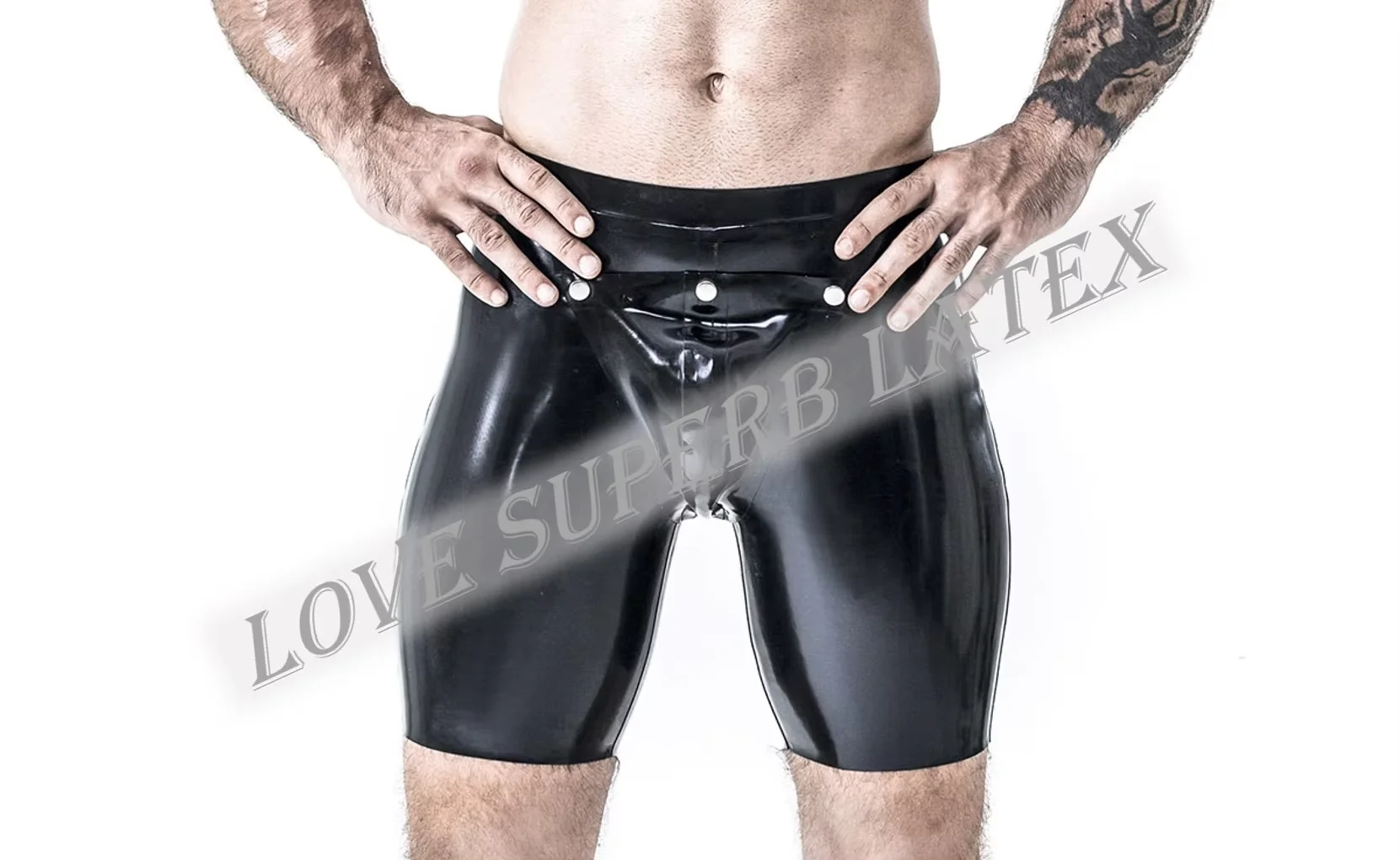 

Natural Latex Codpiece Cycling Shorts Sexy Rubber Male Pants Sport Wear Customized