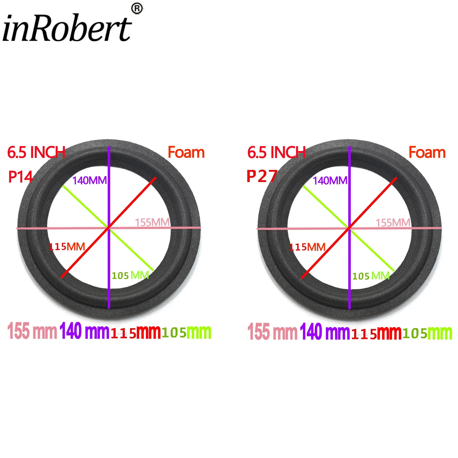 2PCS Speaker Foam Repair 6" INCH Suspension Surround Folding Ring Full Range Woofer Speaker Replacement ( 155x140x115x105)