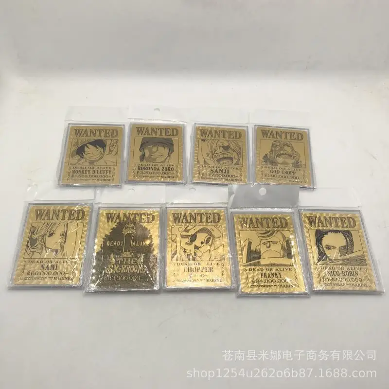 Animation One Piece Cartoon Traffic Red Hair Plastic Gold Foil Ins Wanted Order Small Card Reward Order Creative Collection Gift