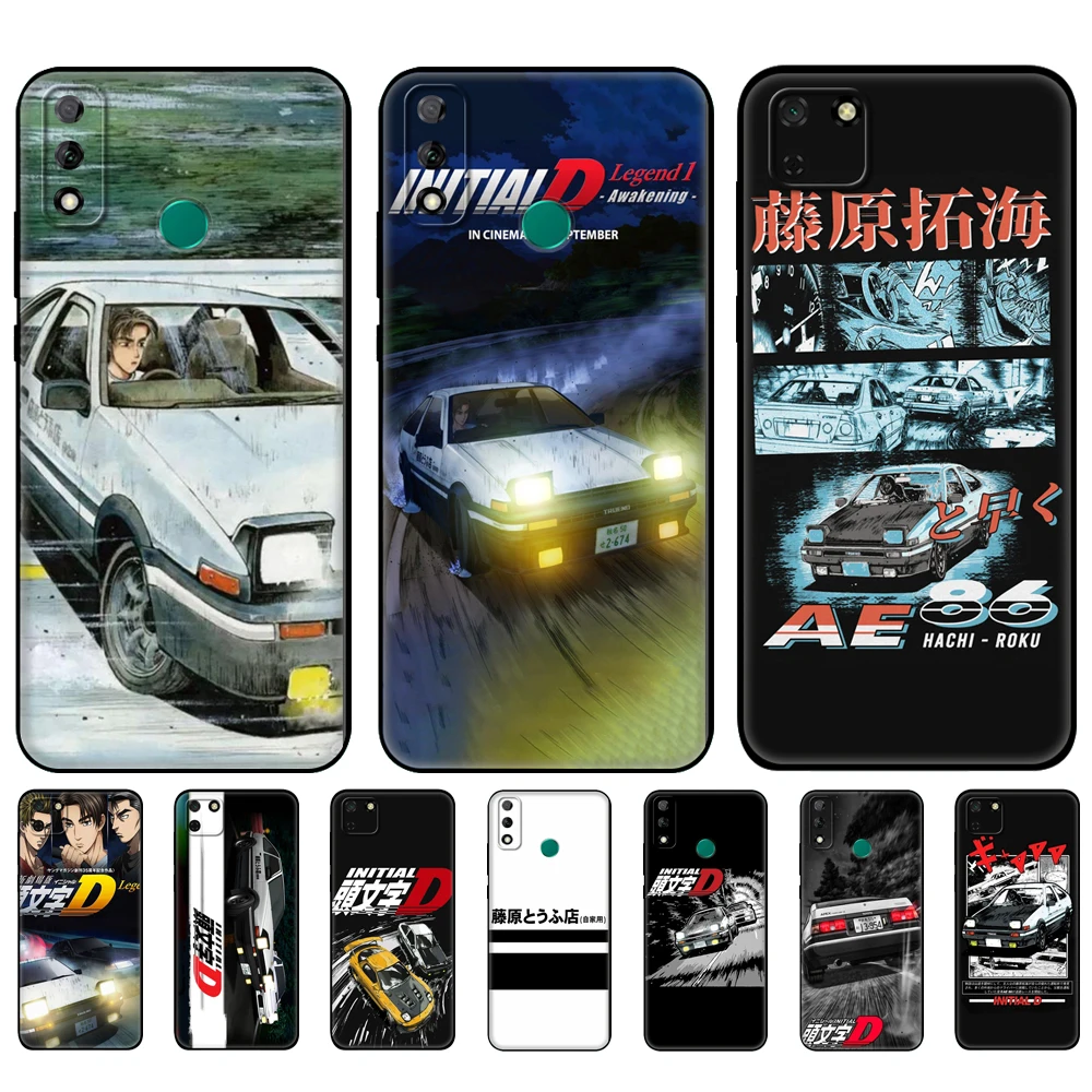 Черный чехол из ТПУ для Huawei Y9S, Y6S, Y8S, Y5P, Y7P, Y8P, чехол для Huawei Y5 lite Prime 2018, Y6 2019, чехол Initial D, AE86, автомобиль