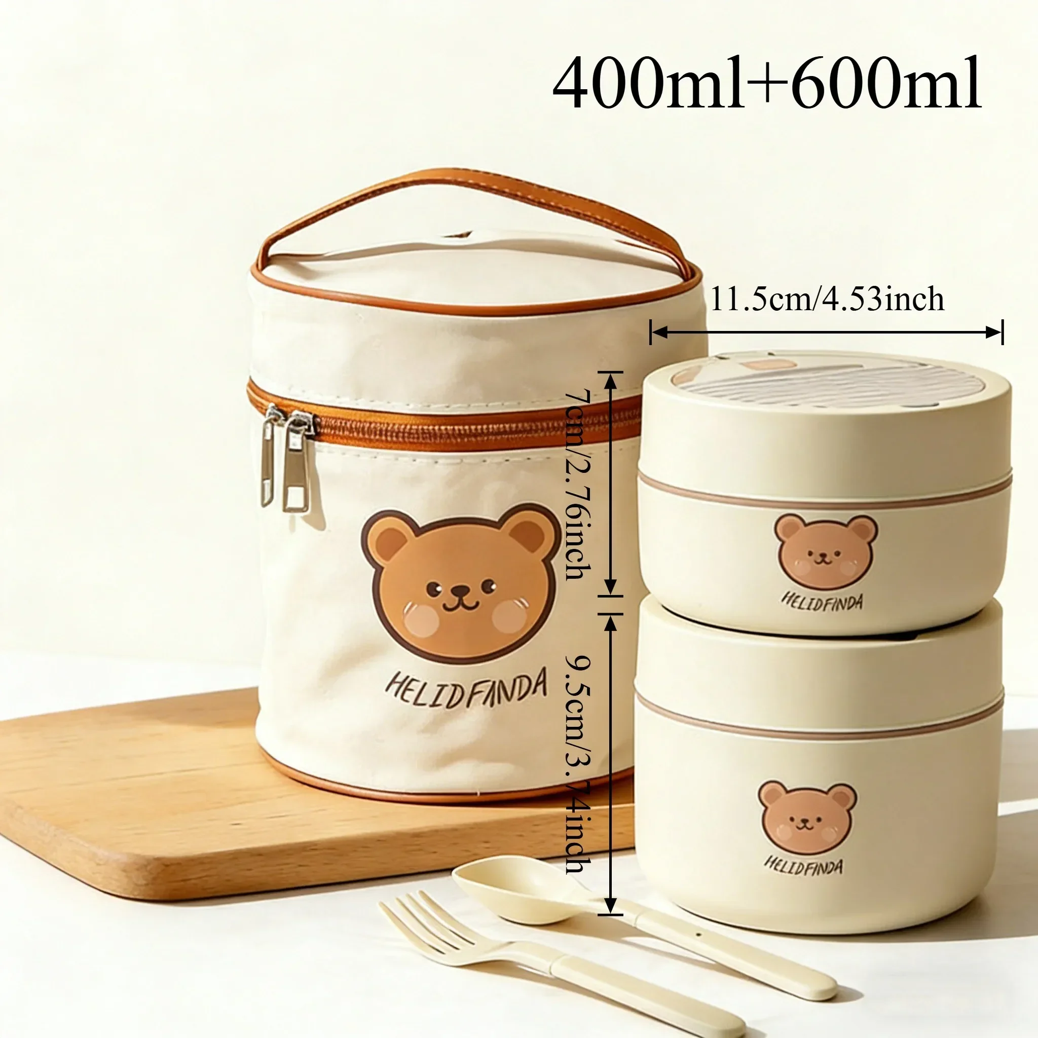 316 roestvrijstalen thermische lunchbox met lepel, geschikt voor gebruik in de magnetron, lekvrij, schattige bentobox, ronde voedselcontainer voor kinderen.