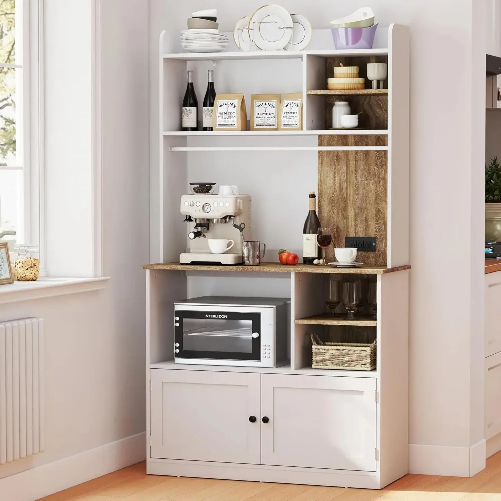 

Pantry Cabinet with Charging Station, 71'' Kitchen Storage Cabinet with Microwave Stand, Buffet Sideboard for Coffee Bar with Do