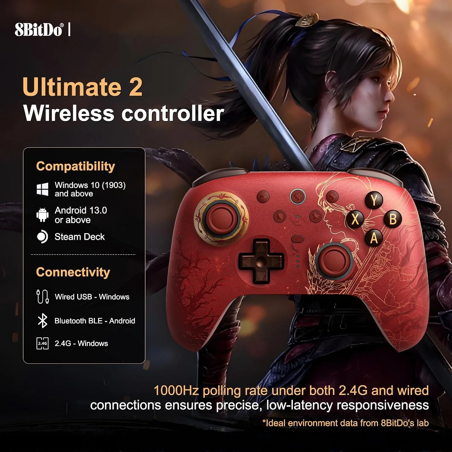8BitDo Ultimate 2 Wireless Controller Gamepad WUCHANG TMR Joystick Hall Effect Triggers Controller for iOS Android PC Gamepad