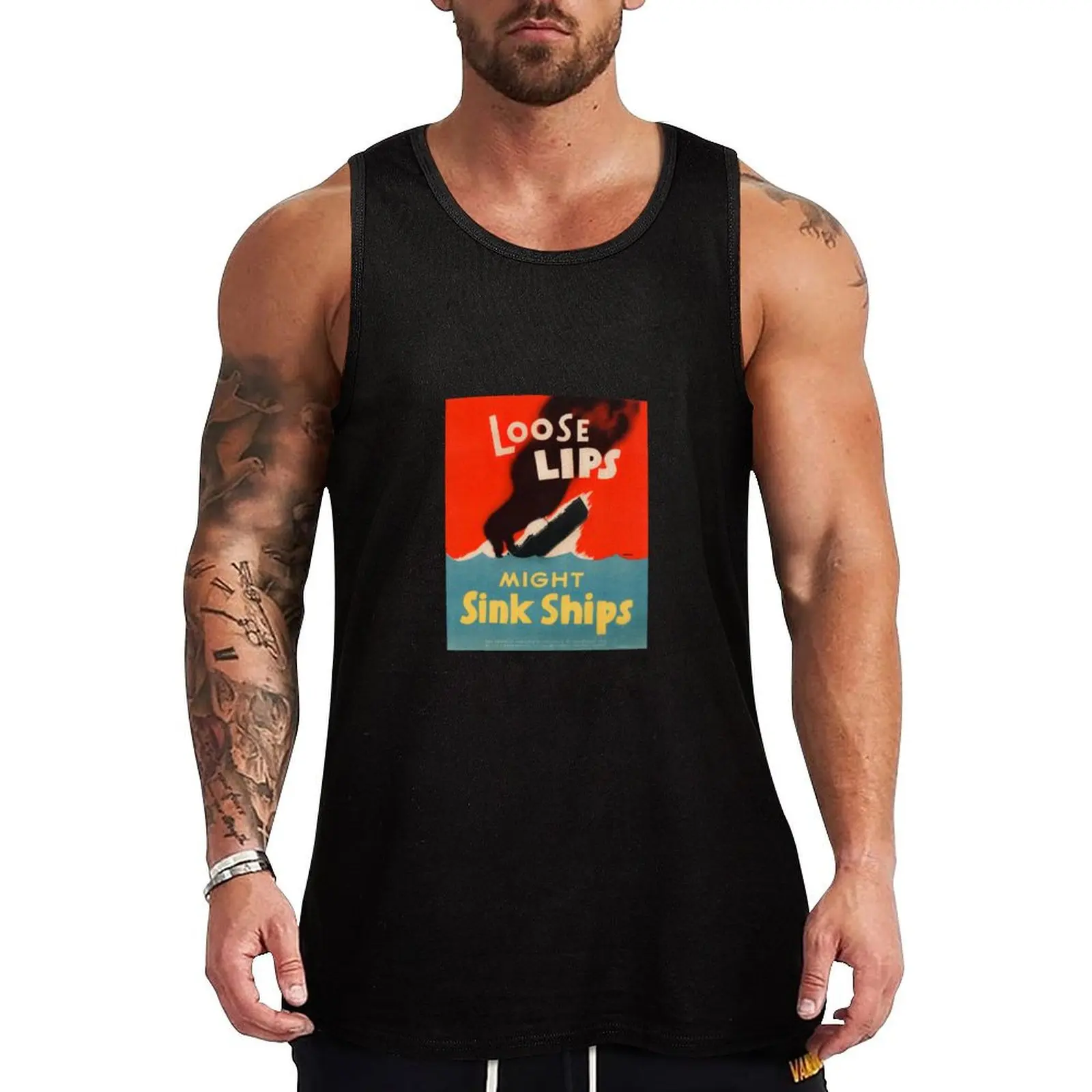 Loose Lips Might Sink Ships Tank Top Men's sleeveless t-shirt men clothing Men's t shirt