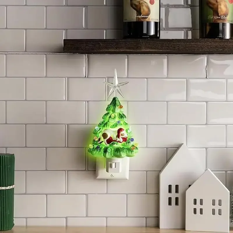Albero di Natale falò luce notturna casa camera da letto testa del letto decorazione in resina decorazioni per l'atmosfera natalizia