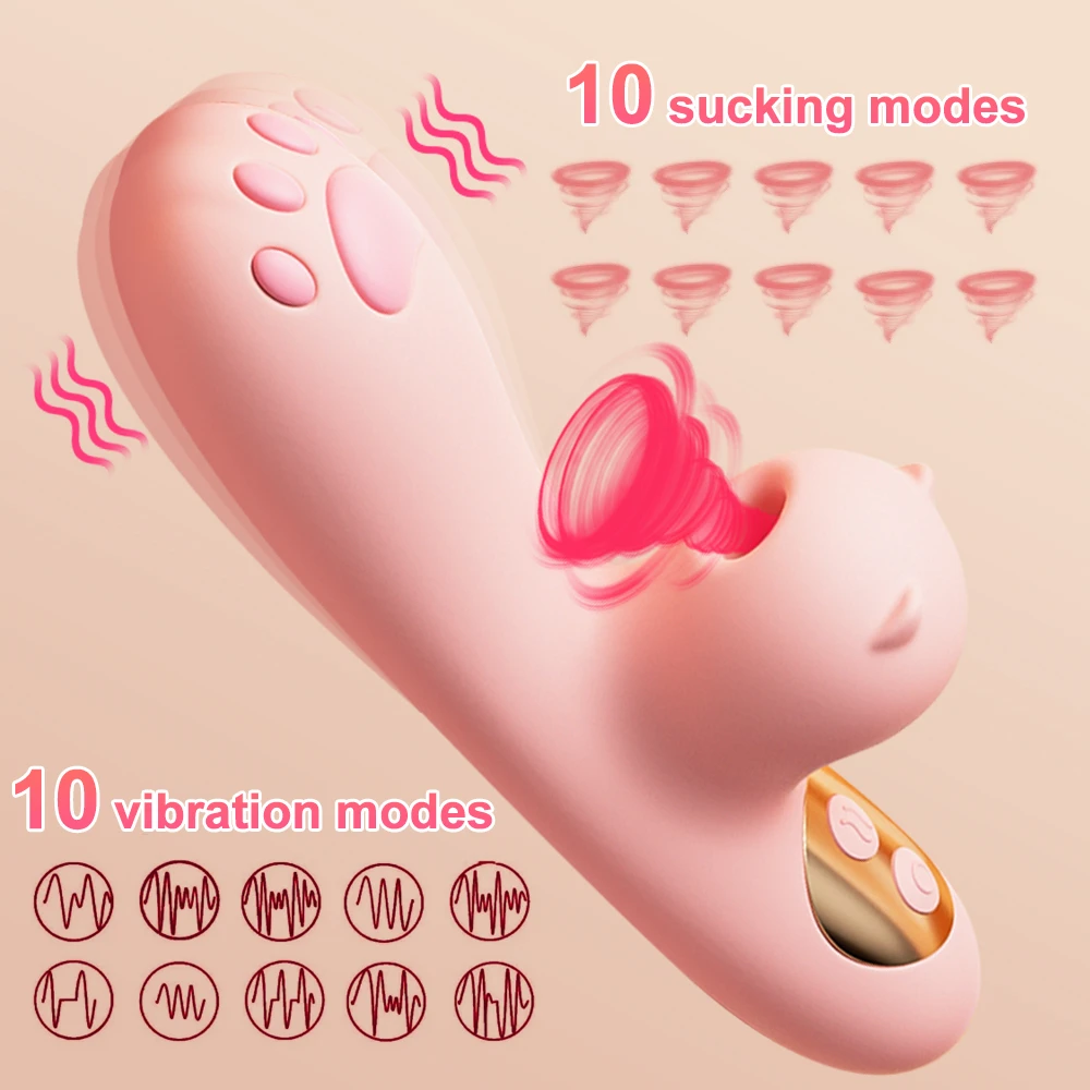 Cute Vibrator Female Powerful Clitoral Suck Dildo Telescopic Rotation Masturbation Sex Toy Adult Goods For Adults 18+