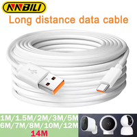 NNBILI 1M-14M Long distance data cable USB Type C Port Universal 66W Fast Charge Cable for Xiaomi Samsung PS4/5 monitor Camera