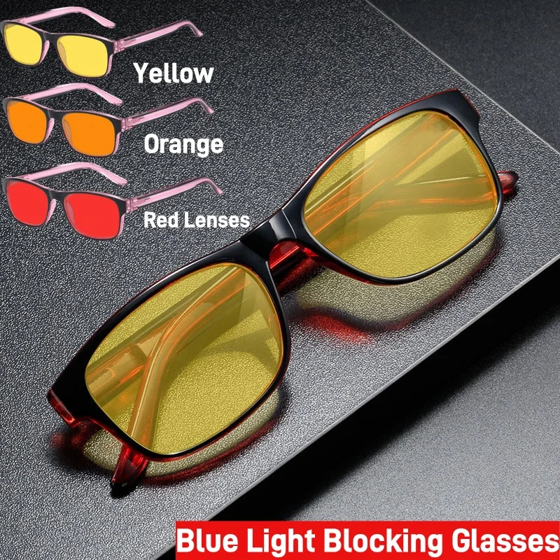 Gafas con Filtro de Luz Azul para Teléfonos Móviles, Computadoras y Relojes, con Lentes Rojas/Amarillas/Naranjas, Gafas de Protección Ocular para Juegos