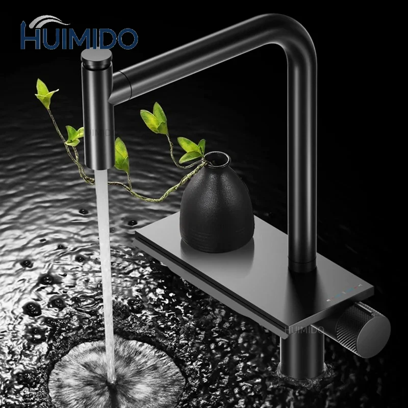 New Hot And Cold Water Waterfall Faucet Pull Out Kitchen Faucet Single Handle Switch Mixer Tap 360 Degree Kitchen Faucets
