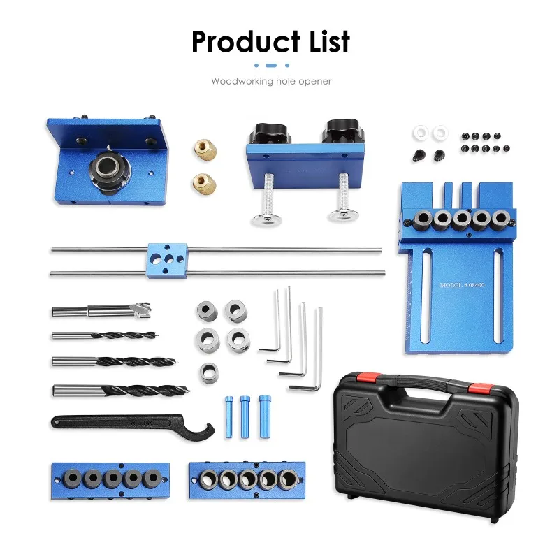 28-Pcs 3-in-1 Dowel Jig Set Woodworking Doweling Drill Positioners 6/8/10mm Hole Sleeves Tools with Storage Box