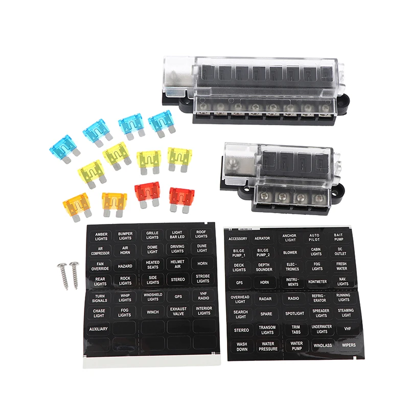 4/8 Way Car Fuse Accessory 12V 24V Car Truck Circuit Medium Insert Fuse Box Circuit Breaker Blade Fuses Circuit Standard