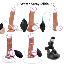 Premium Water Spray Suction Cup Dildo Sex Toys Sucker with 3XLR Connector for Sex Machine Attachments Adult Masturbation Novel