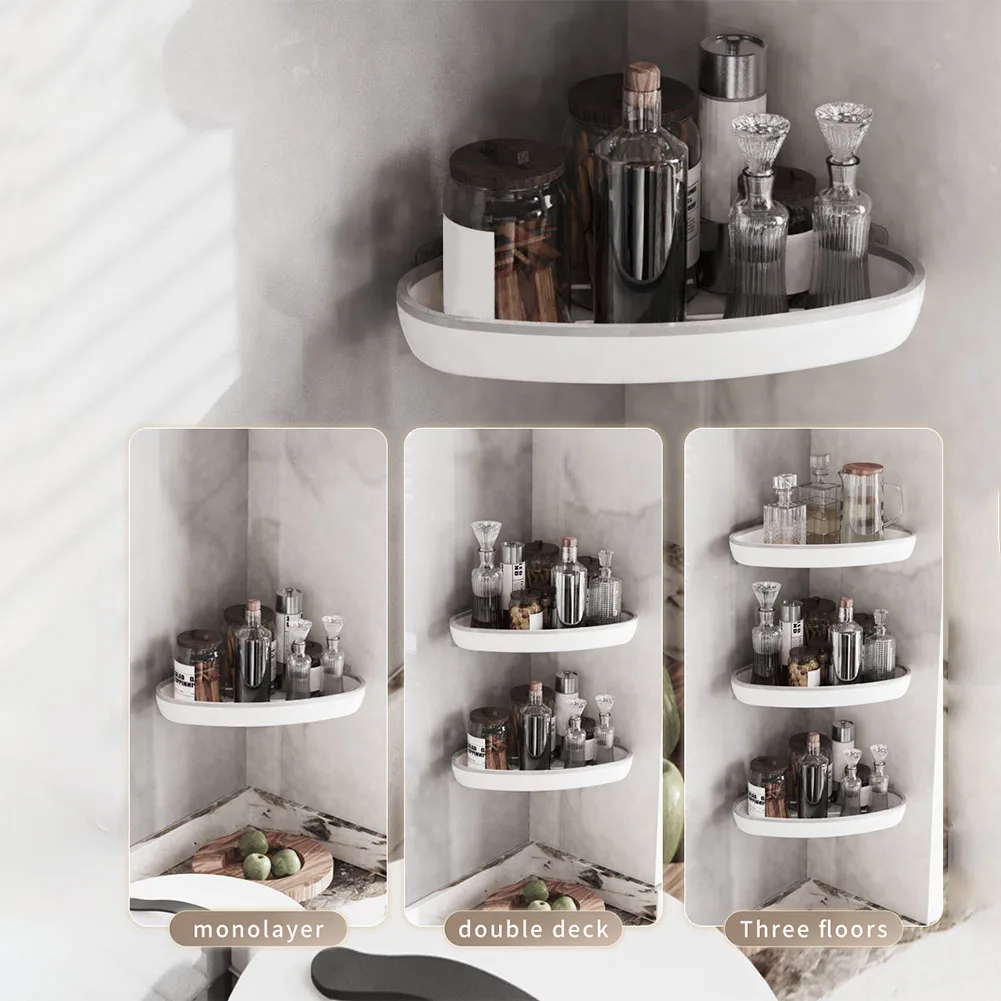 Rounded Corners Design Bathroom Organiser Multifunctional Organiser Rack For Cosmetics