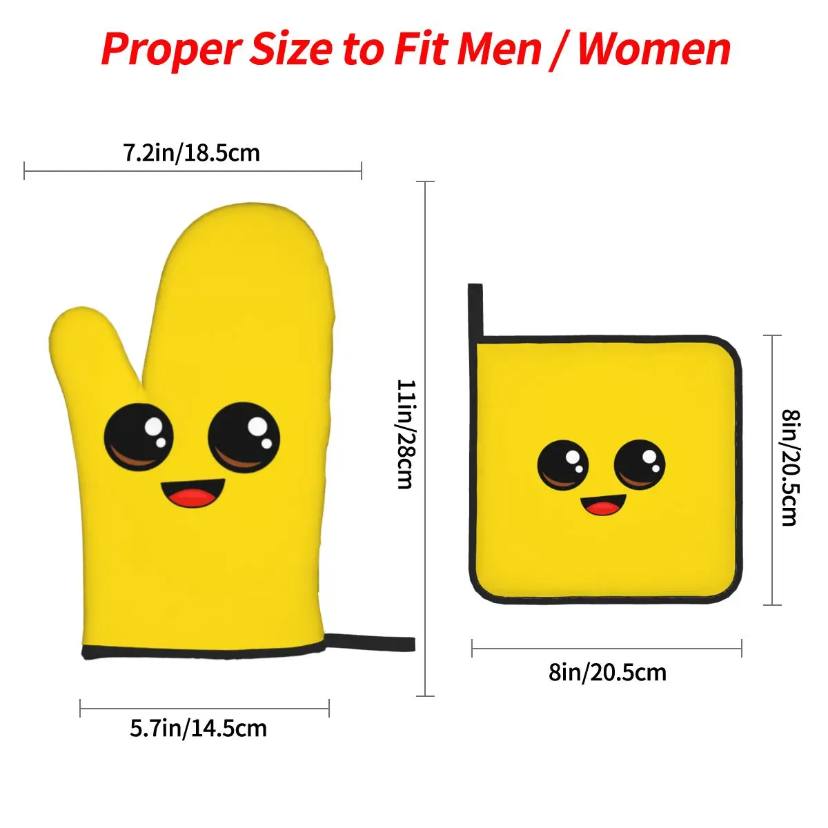 Banana Peely Battle Royale Character Oven Mitts and Pot Holder Sets of 4 for Baking Cooking Grilling Resistant Non-Slip Gloves