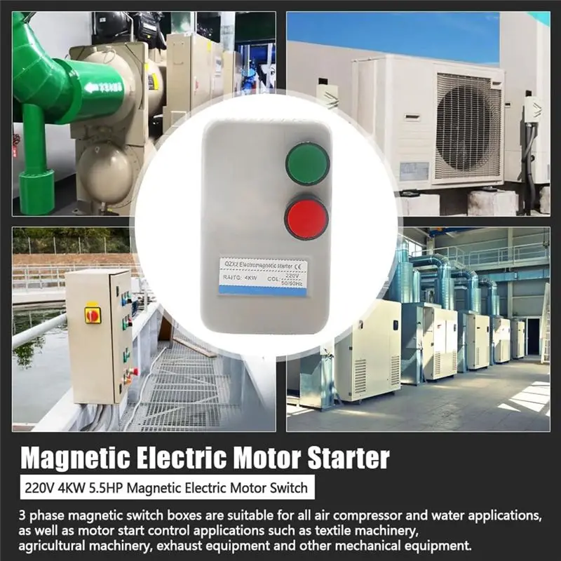 AT19-Magnetic Electric Motor Starter, 220V 4KW 5.5HP 3 Phase Or Single Phase Magnetic Switch Motor Starter.