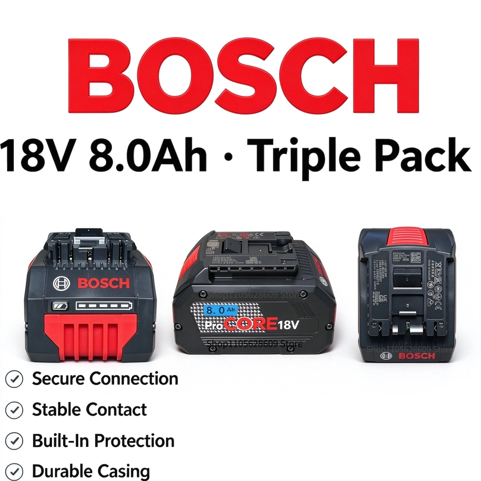 Bosch 18V 8.0Ah Power Tool Battery 21700 Cell GBA18V80 BAT609 BAT618 Low Self Discharge for Bosch 18V Rotary Hammer Impact  Home