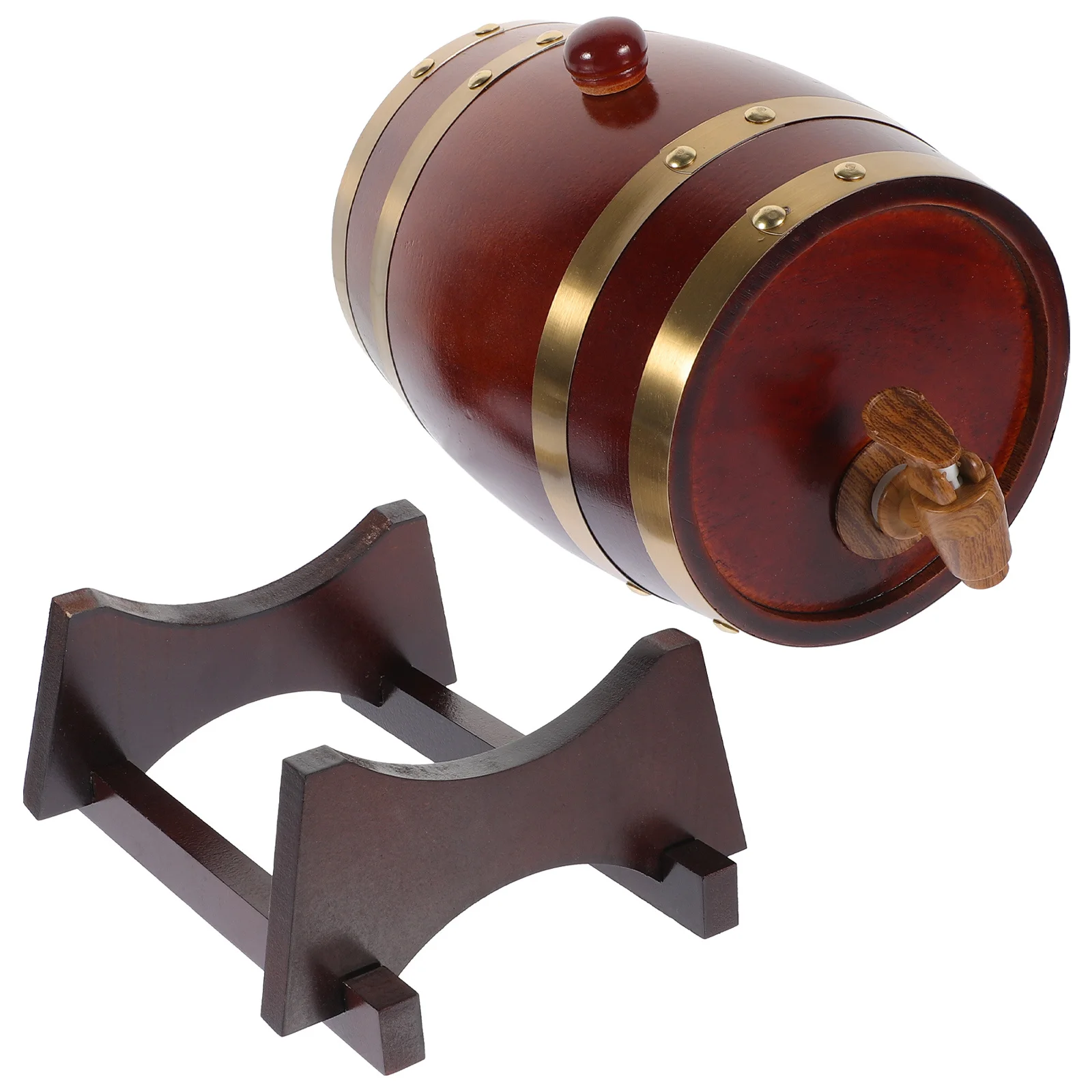 

1Set Wooden Wine Storage Barrel Large Capacity Wood Red Wine Barrel with Faucet Stable Base Home Bar Party Decor