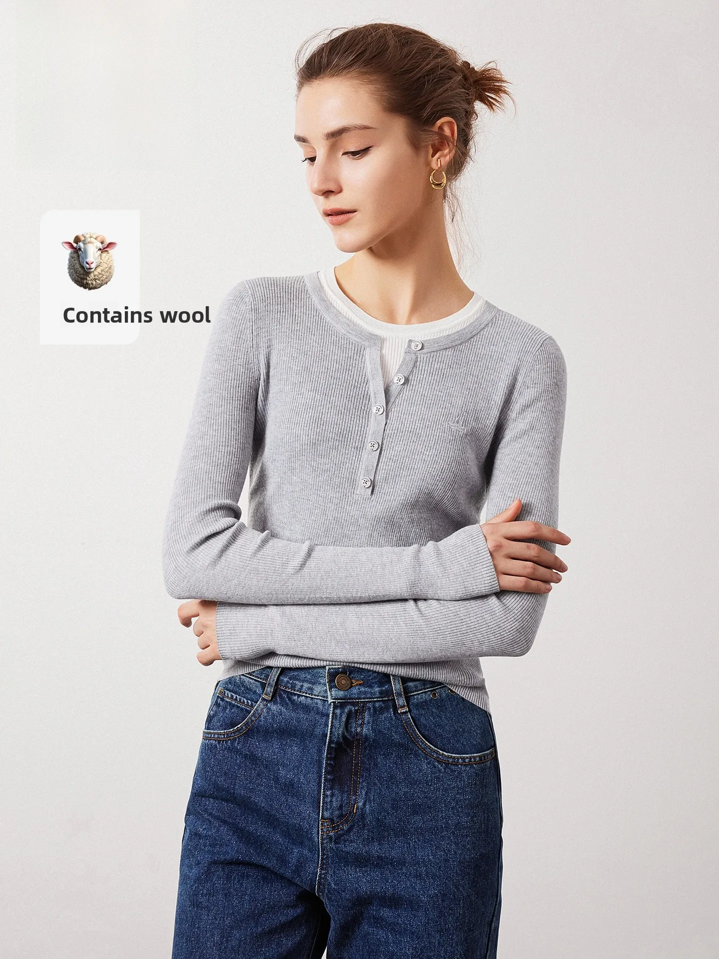 

Женский трикотажный свитер Navigare с круглым вырезом, облегающий, с узором в виде лодочек, для весеннего повседневного образа, с длинными рукавами