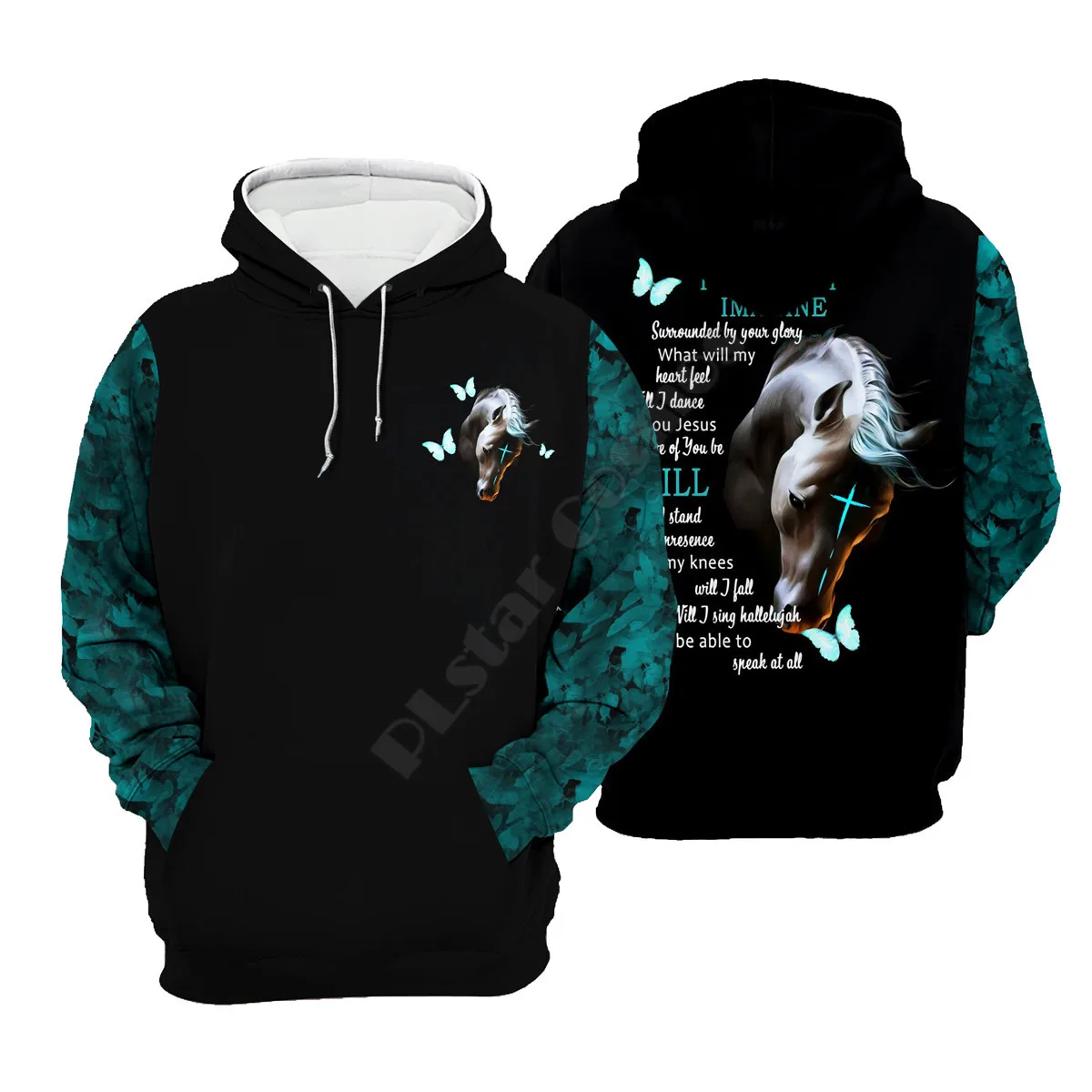 

PLstar Cosmos Horse And Jesus I Can Only Imagine 3D printed Hoodies Mens for women Pullover Casual hoodies Streetwear