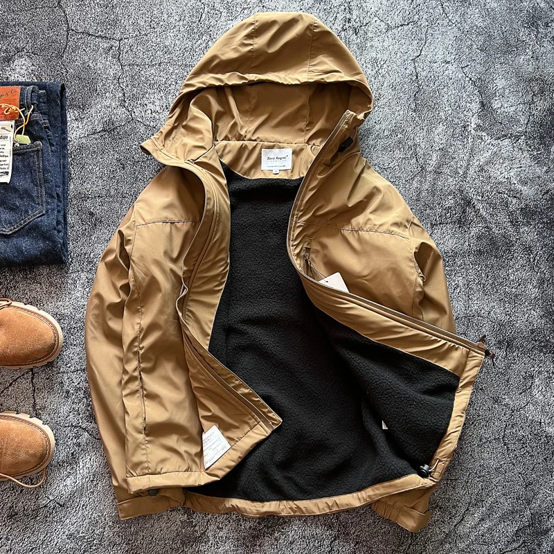 

Мужская хлопковая куртка на осень-зиму, водонепроницаемая, для активного отдыха, с флисовой подкладкой, с капюшоном, свободного кроя, с множеством карманов, утепленная, цветная