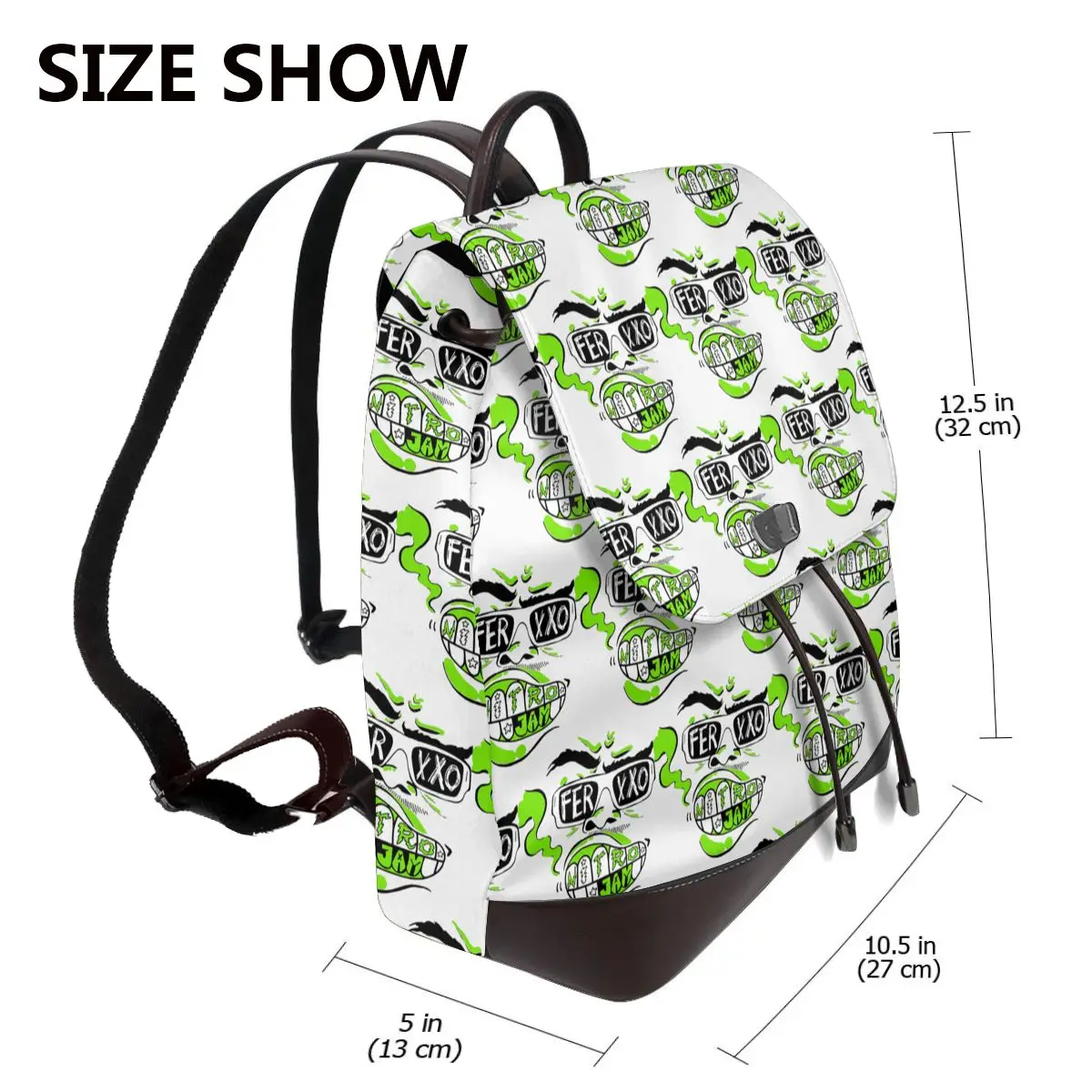 Feid Ferxxo Singer Tour Logo Fun Music Album Women Soft Leather Backpack Multi Pockets Work Travel Ladies Casual Rucksack