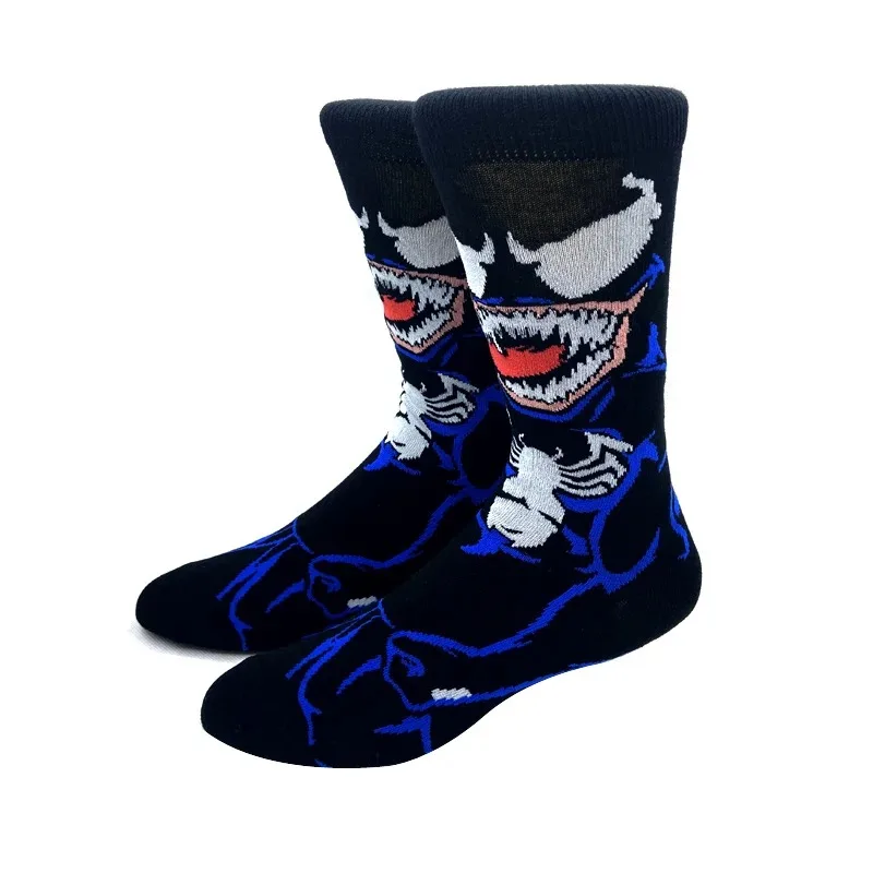 5 pares de calcetines nuevos de Anime para hombre, calcetines largos de Marvel Venom Spider Man hasta la rodilla, calcetines de cosplay para parejas, calcetines divertidos Hip Hop Harajuku