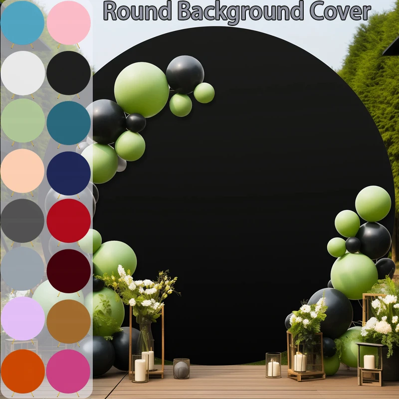 

New White Round Wedding Arch Cover Elastic Soft Solid Color Circle Photography Background Cover for Birthday Party Banquet Decor