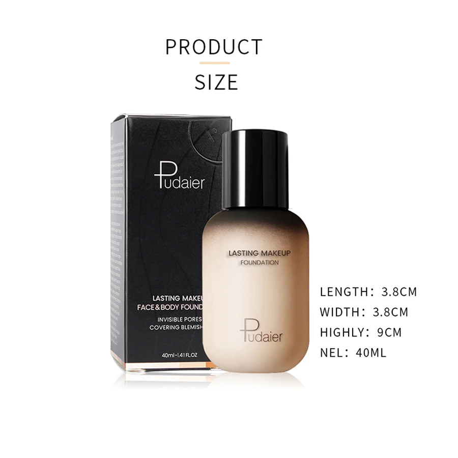 Base líquida facial de 40ML, maquillaje corrector completo, Base resistente al agua, cubierta blanqueadora brillante, Base mate de círculo oscuro, cosmética