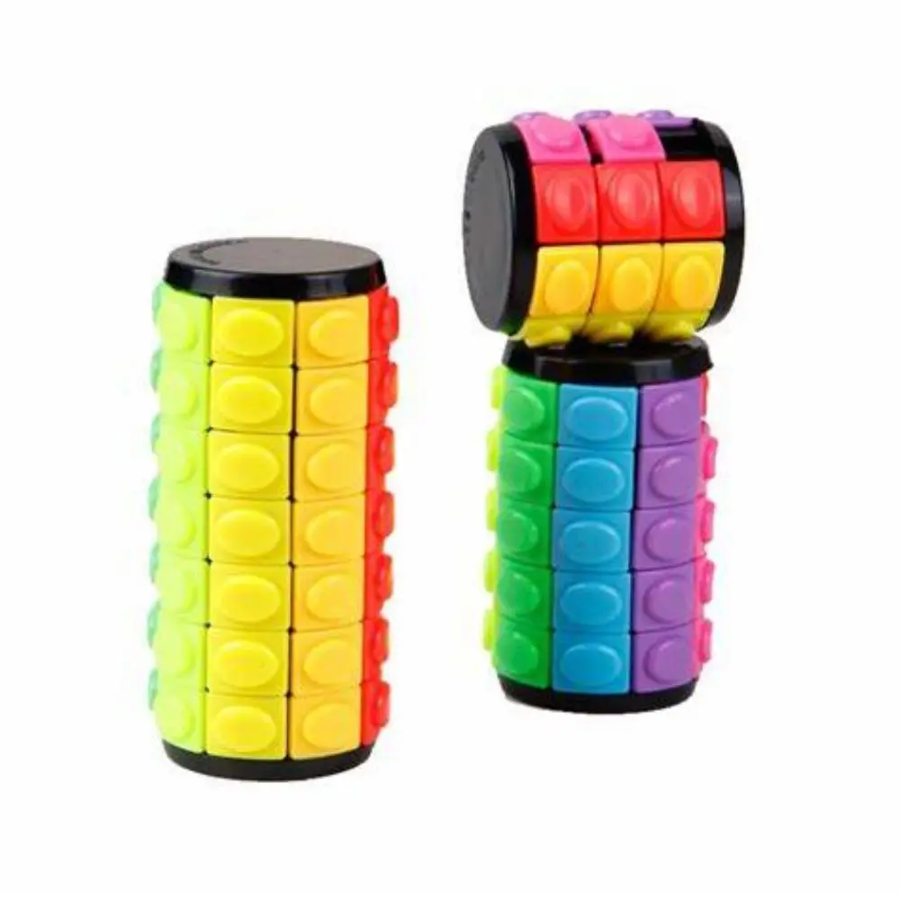 Magic Cube Puzzle 3D Cylinder Puzzle Rotate Fidget Toy Multi-Layer Brain Teasers Slide Logic Hand Game Colorful Sliding Sensor