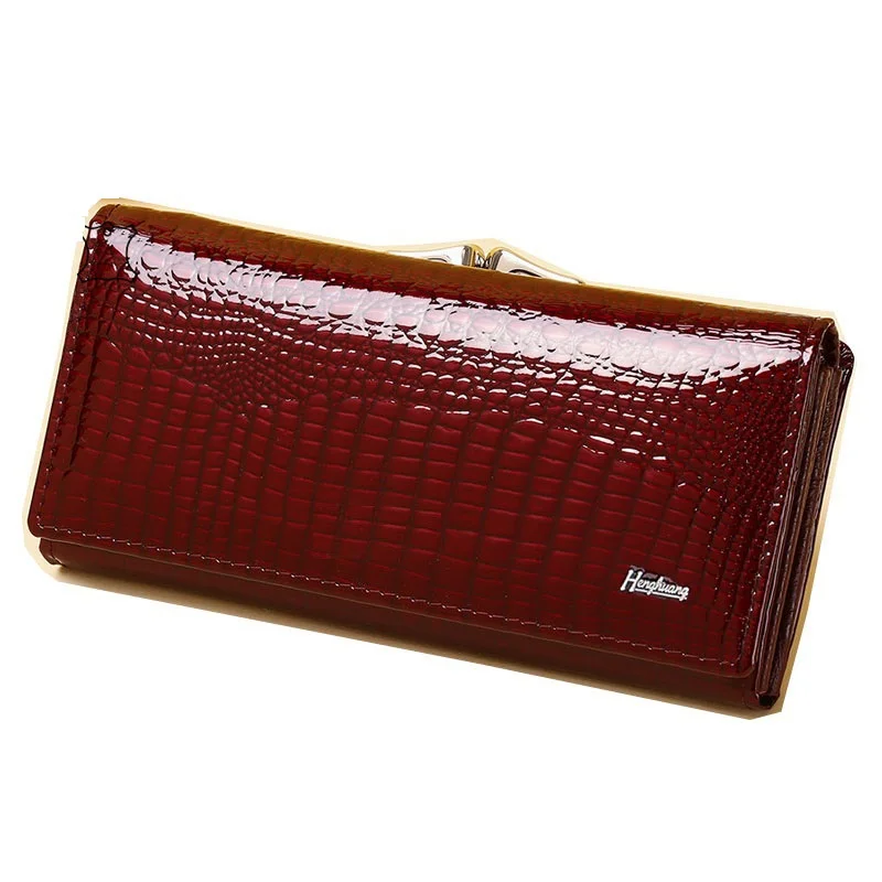 Genuine Leather Purses for Coins and Cards Long Cow Leather Wallet Women Alligator Pattern Female Clutch Bag