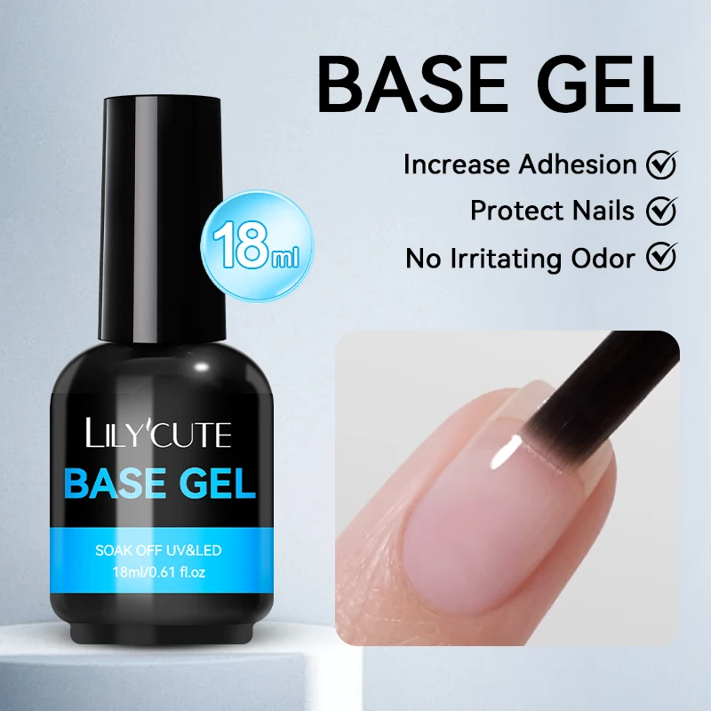 LILYCUTE 18ML Long Lasting Base Top Coat Set Nail Art Design Semi Permanent Soak Off UV Gel Nail Varnish Function UV Gel Kit